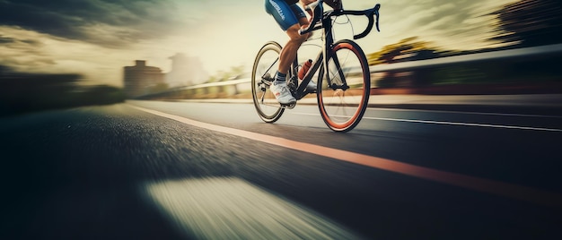 A cyclist's legs spin the pedals Generative AI