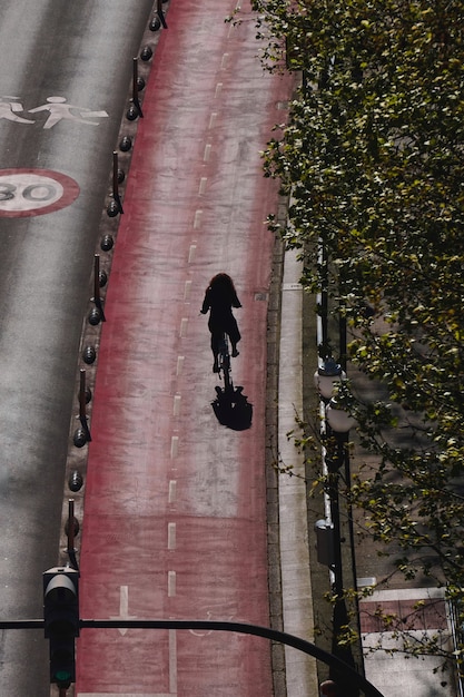 Cyclist on the street in Bilbao city Spain