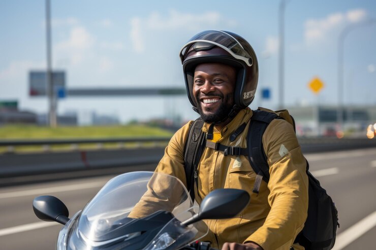 A cyclist with outdoor background