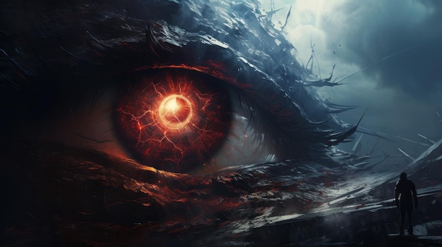 Cyclops Fantasy Wallpaper Donkergrijs en karmozijnrood Dragon39s Eye