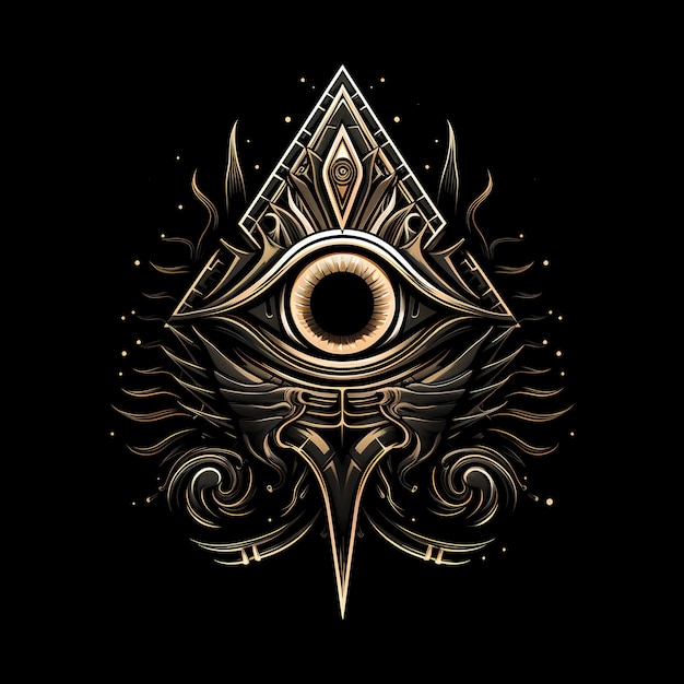 Photo cyclops triangle eye tattoo design illustration