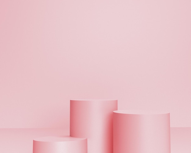 Cylinder 3d Background minimal scene with geometric platform. pink podiums showcase