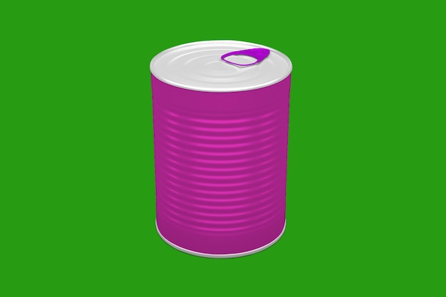 Cylinder Can Front Side Isolated In Green Background