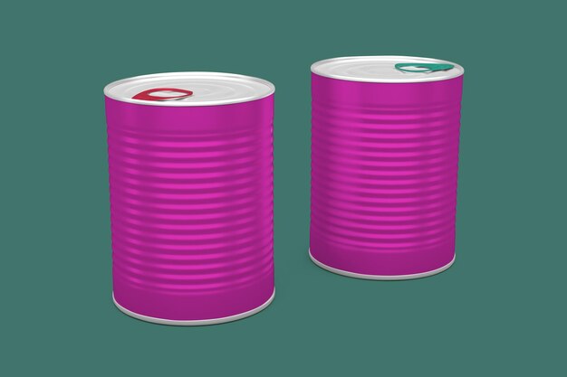 Cylinder Cans Front Side Isolated In Green Background