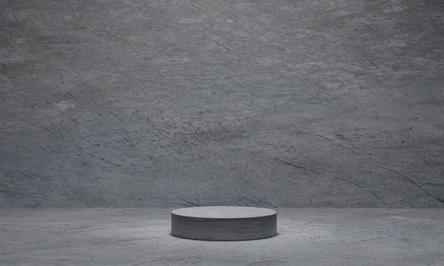 Cylinder concrete pedestal on grey cement