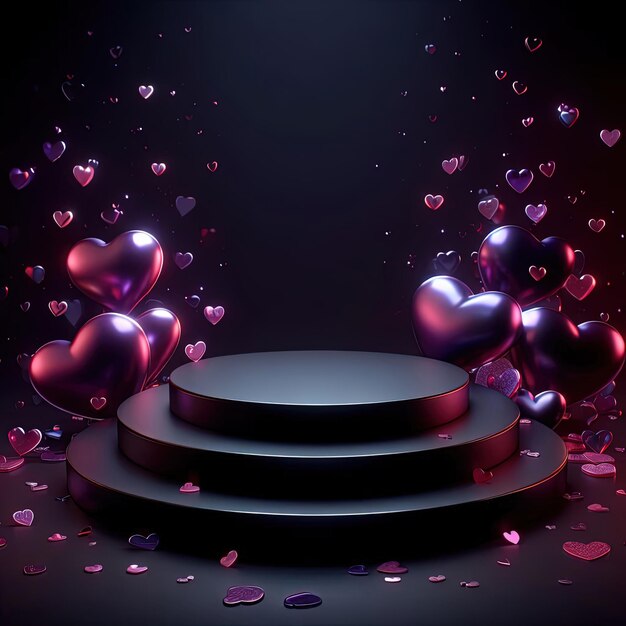 cylinder pedestal or stand podium with hearts decorations Valentine day celebration