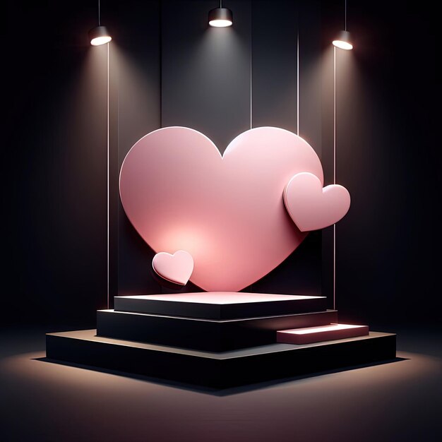 cylinder pedestal or stand podium with hearts decorations Valentine day celebration