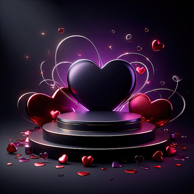 cylinder pedestal or stand podium with hearts decorations Valentine day celebration