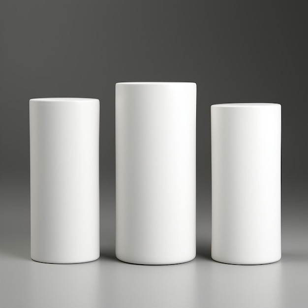 Фото Белые элегантные пьедесталы цилиндрической формы для объекта