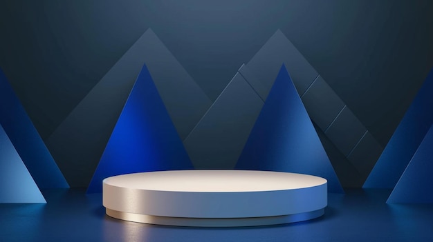 cylinder stand podium with triangle overlap background Generative Ai