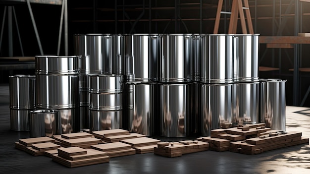 cylinders and helium containers at a metal processing plant highlighting the sleek and functional elements of the industrial environment