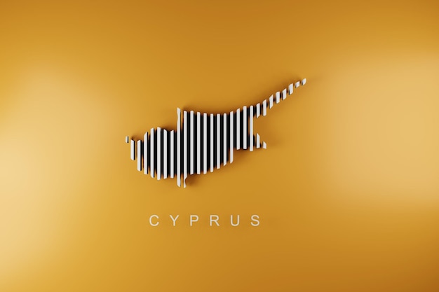 Cyprus abstracte strip 3d kaart op gele achtergrond