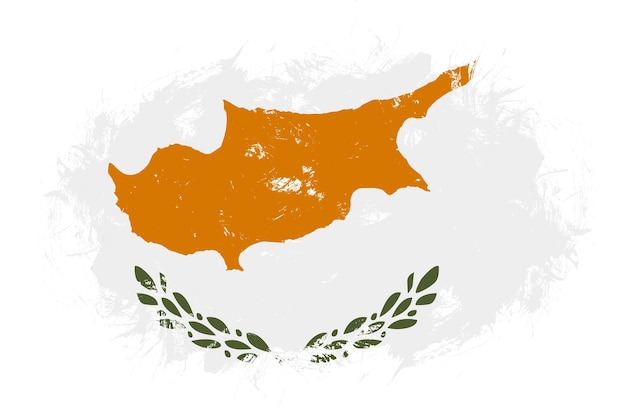 Cyprus flag on abstract stroke brush background