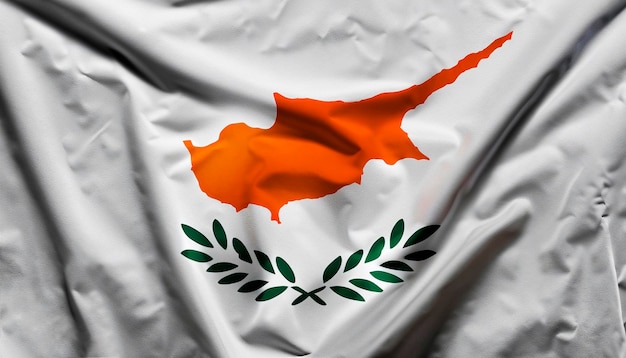 Cyprus flag with folds with visible satin texture