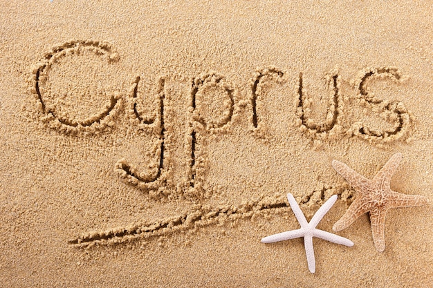 Cyprus handwritten beach sand message