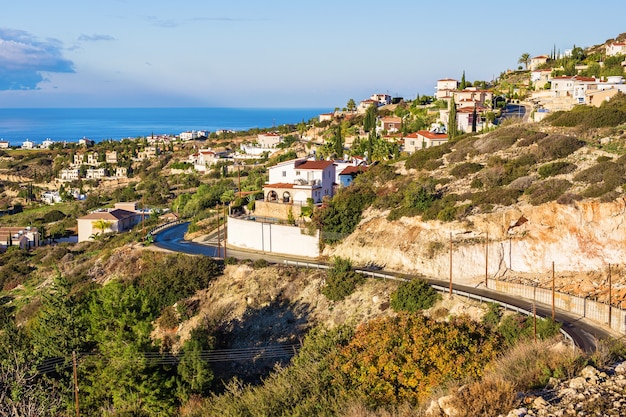 Cyprus island, top view. Many Houses roofs