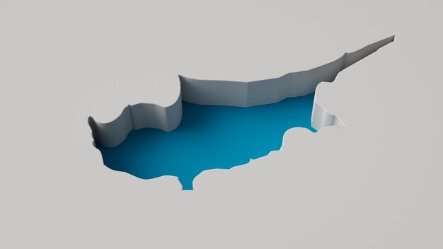 Cyprus Map 3d inner extrude map Sea Depth with inner shadow