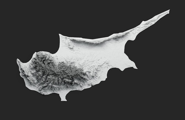 Cyprus Map Cyprus Flag Shaded relief Color Height map on black Background 3d illustration