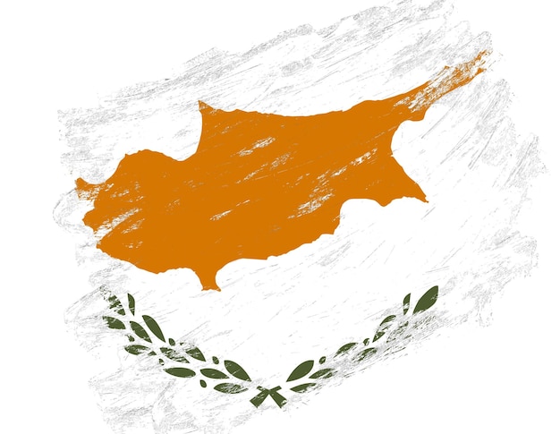 Cyprus vlag geschilderd op een grunge penseelstreek witte achtergrond