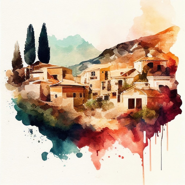 Cyprus in watercolor style by Generative AI