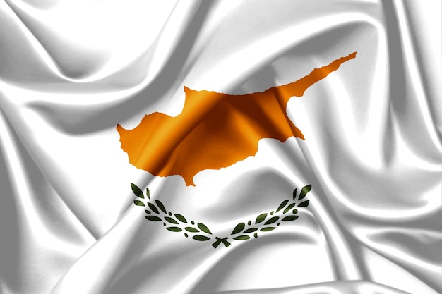 Cyprus waving flag satin texture background illustration