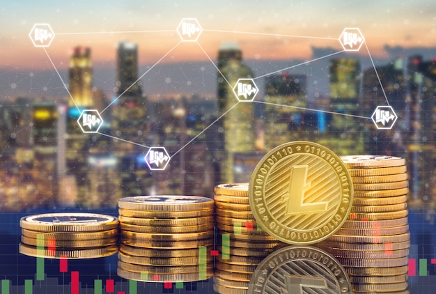 Cyptocurrencyデジタルコイン取引と為替市場の概念。