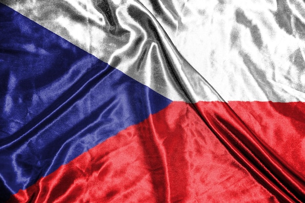 Czech cloth flag Satin Flag Waving Fabric Texture of the Flag