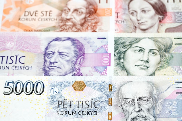 Photo czech koruna a business background