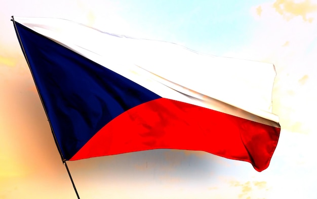 czech_republic 3D размахивающий флагом и серый облачный фон Изображение