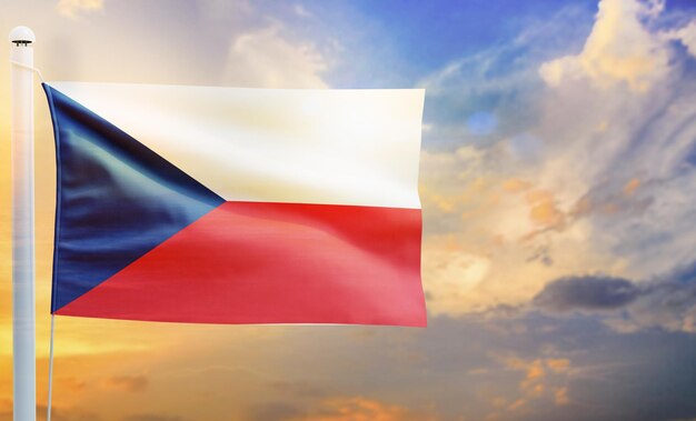 czech_republic country flag, isolated 3d waving flag,