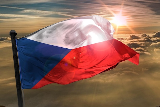 태양 backortund에 czech_republic 플래그 3d 렌더링 플래그 가나