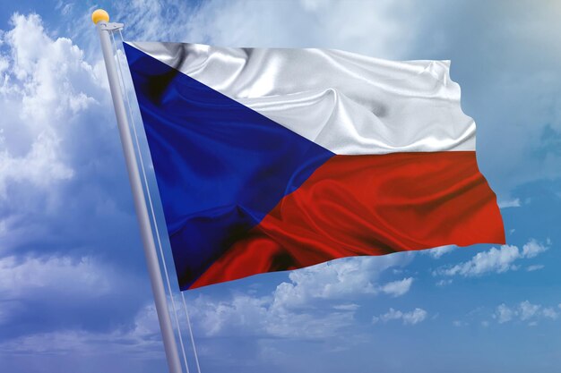 Czech Republic flag on the sky background