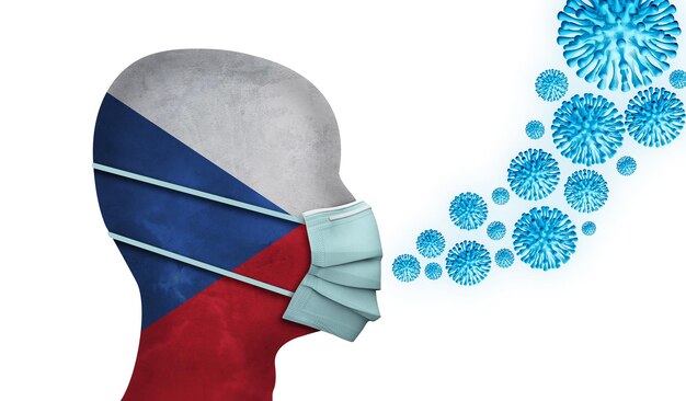 保護フェイスマスクdレンダリングを持つチェコ共和国の医療関係者