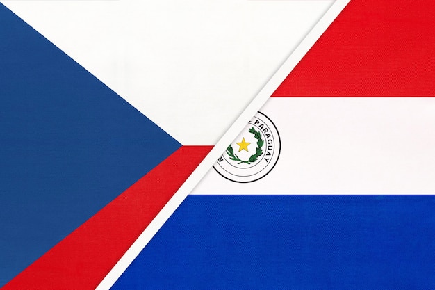 Czech Republic and Paraguay symbol of country Czechia vs Paraguayan national flags