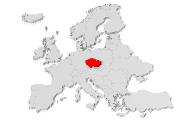 Чехия отмечена на карте Европы