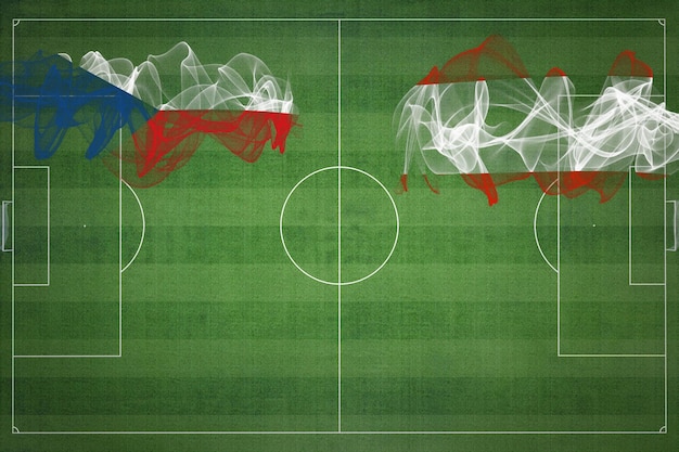 Чешская Республика против Австрии Футбольный матч национальные цвета национальные флаги футбольное поле футбольная игра концепция конкурса копией пространства