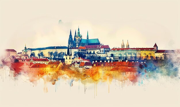 Photo czech republic watercolor minimalist