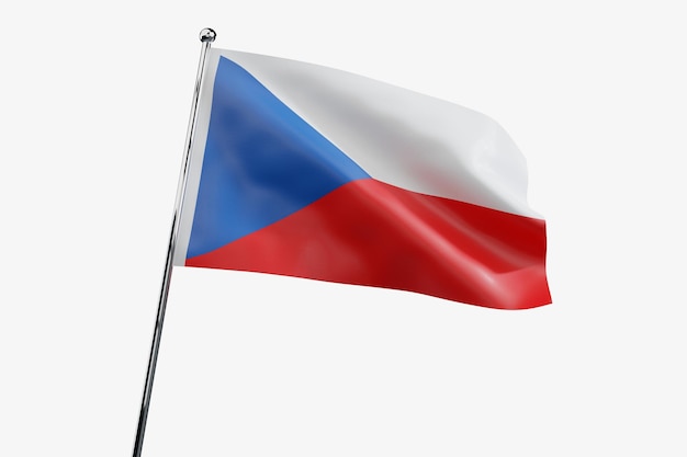 Фото Чехия размахивает тканевым флагом на белом фоне 3d иллюстрация