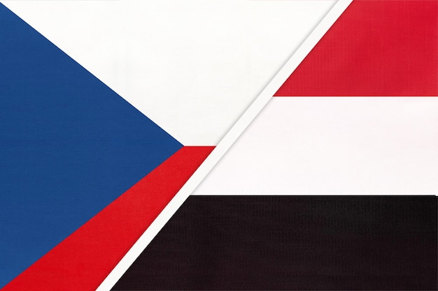 Czech Republic and Yemen symbol of country Czechia vs Yemeni national flags