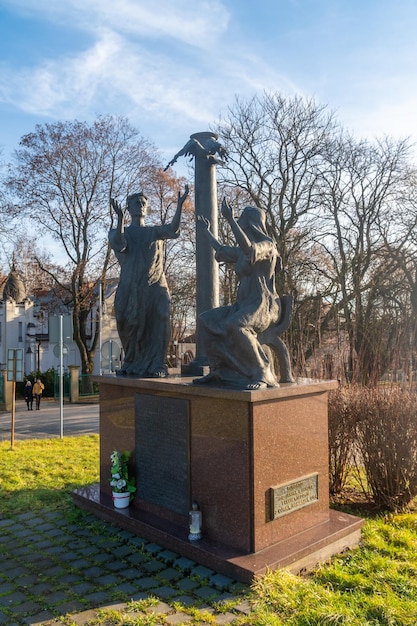 Czestochowa Poland 01 January 2023 Religious statues in the park of Jasna Gora Monastery Czestochowa