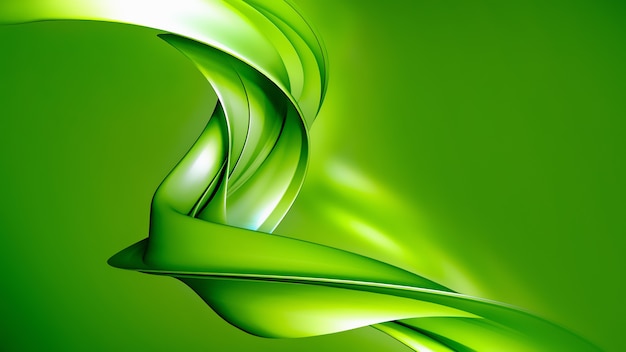 D abstract natural background with smooth green lines