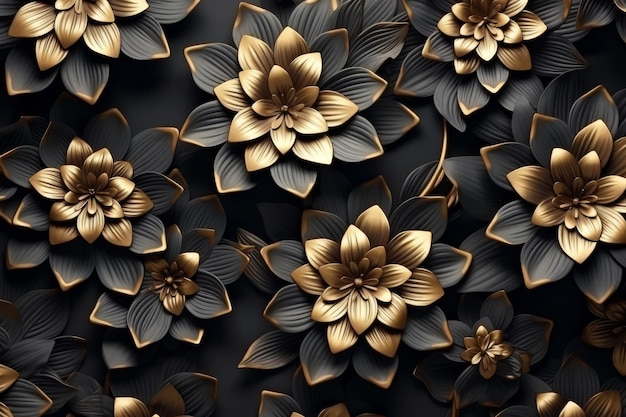 D abstract plants flowers the golden grain freehand modern art plants flowers wallpaper