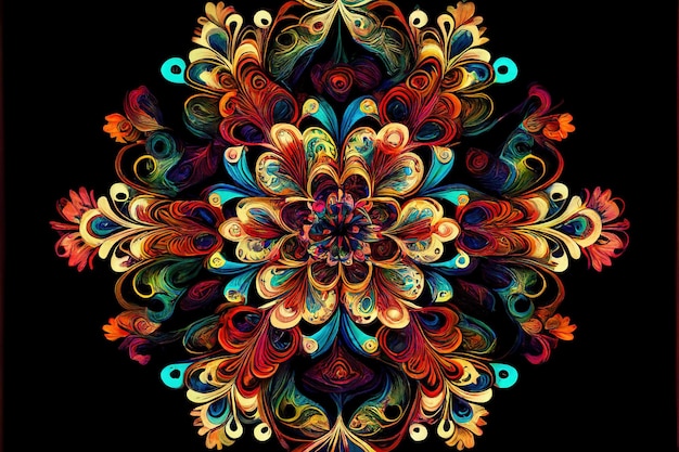 D abstraction fractal colorful generative ai