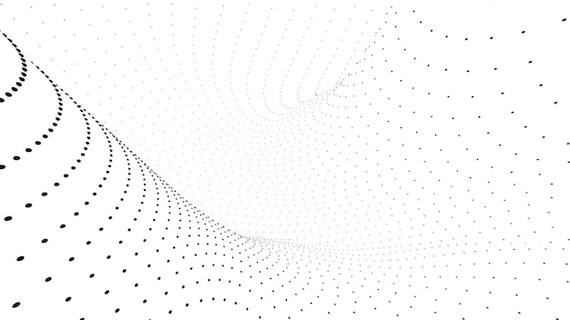 d animation with moving dots in bends of space design white d space with depth of bends of moving