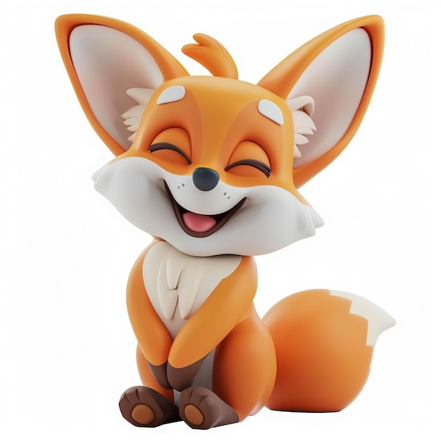 d cartoon of cute Fox smiling excitedly AI Generative