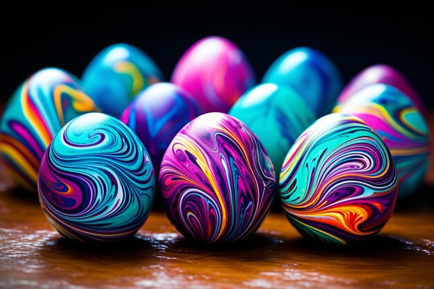 красочные украшенные пасхальные яйца