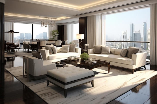 d contemporary living room interior and modern furniture