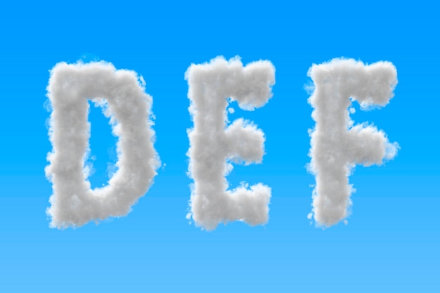 D and E  F clouds alphabet