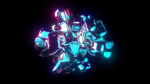 D gerenderde abstracte vorm met gedetailleerde reflectie en dispersie