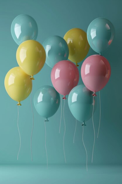 D gerenderde minimalistische vierscene met ballonnen AI gegenereerde illustratie